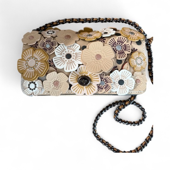Coach Floral Shoulder Bag - Cream and Tan Coach 1941 Dinky Tea Rose bag NWT - Picture 11 of 16